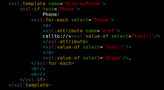 Basic person xsl for phone number
